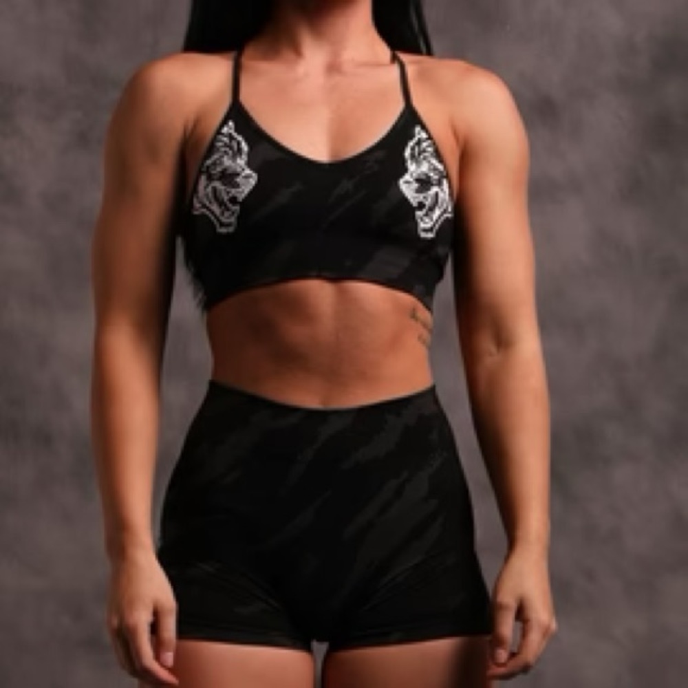 She Our Loyalty Katya Seamless Shorts in Black Native Camo